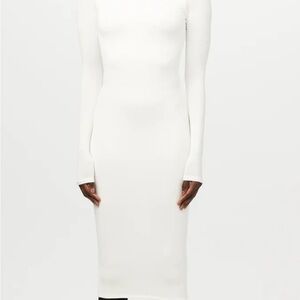 naked wardrobe Cream Long-Sleeve Bodycon Midi Dress
